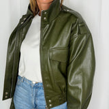 CASACO BIKER GOLA ALTA VERDE SECO