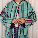 CASACO TURQUESA COM BORDADOS