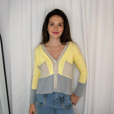 CARDIGAN AMARELO E AZUL