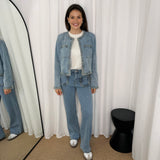 CASACO AZUL JEANS COM ENTRANÇADO