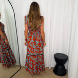 VESTIDO TELHA FOLHAS