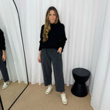 CALÇAS BAGGY BOMBAZINE LEOPARDO CINZA