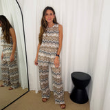 CONJUNTO TOP E CALÇAS BEGE