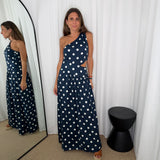 VESTIDO POLKA DOTS AZUL MARINHO