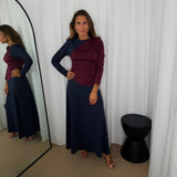 VESTIDO BORDEAUX E NAVY