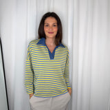PULLOVER RISCAS AMARELO & AZUL