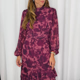 VESTIDO BORDEAUX FLORES