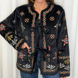 KIMONO VELUDO PRETO COM BORDADOS