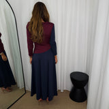 VESTIDO BORDEAUX E NAVY