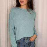 CAMISOLA MALHA DECOTE REDONDO AZUL TURQUESA