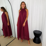 VESTIDO HALTER BORDEAUX