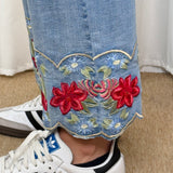 CALÇAS GANGA BORDADOS FLORES