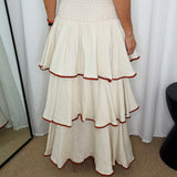 VESTIDO CRU FOLHOS DEBRUM TELHA