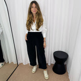 CALÇAS BAGGY BOMBAZINE PRETAS