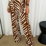 CONJUNTO TOP E CALÇAS ZEBRA CASTANHO