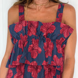 VESTIDO AZUL MARINHO FLORES