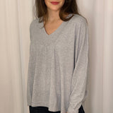 CAMISOLA MALHA DECOTE CANELADO CINZA CLARO