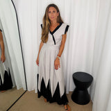 CONJUNTO TOP E SAIA CRU E PRETO