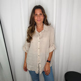 CAMISA LINHO BEGE