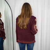 CASACO MALHA ESTAMPADO BORDEAUX