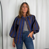 CAMISA RISCAS AZUL E CASTANHO