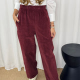 CALÇAS BAGGY BOMBAZINE BORDEAUX