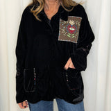 KIMONO VELUDO PRETO COM BORDADOS