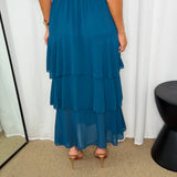 VESTIDO FOLHOS AZUL PETRÓLEO