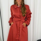 TRENCH COAT TELHA COM GOLA BORDADA