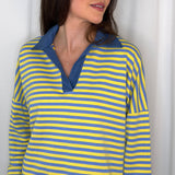 PULLOVER RISCAS AMARELO & AZUL