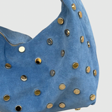 CARTEIRA PELE AZUL TACHAS