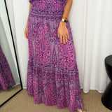 CONJUNTO TOP E SAIA ROXO