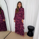 VESTIDO BORDEAUX FLORES