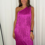 VESTIDO FRANJAS FUCSIA