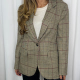 BLAZER ESCOCÊS BEGE E BORDEAUX