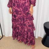 VESTIDO BORDEAUX FLORES