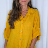 CAMISA LINHO MOSTARDA