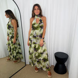 CONJUNTO TOP E SAIA MANCHAS VERDE