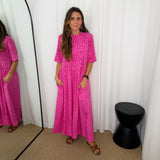 VESTIDO ALGODÃO ANIMAL PRINT ROSA
