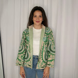 CASACO BORDADOS CRU E VERDE