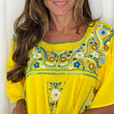 KAFTAN AMARELO COM BORDADOS