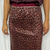 SAIA LANTEJOULAS ANIMAL PRINT BORDEAUX