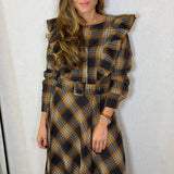 VESTIDO ESCOCÊS TELHA