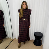 VESTIDO FAZENDA ESCOCÊS BORDEAUX