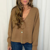 CARDIGAN MALHA CANELADO CAMEL