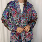 KIMONO VELUDO CINZA COM BORDADOS