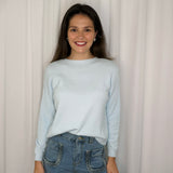 CAMISOLA MALHA DECOTE REDONDO AZUL CLARO