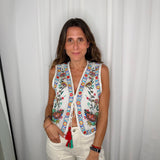 COLETE BRANCO COM BORDADOS E MISSANGAS