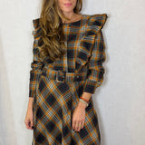 VESTIDO ESCOCÊS TELHA