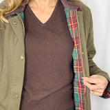 CASACO CAQUI GOLA EM BOMBAZINE